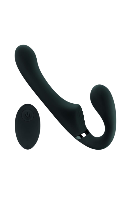 Samonośne dildo do strapona – podwójna stymulacja, 10 trybów wibracji i pilot