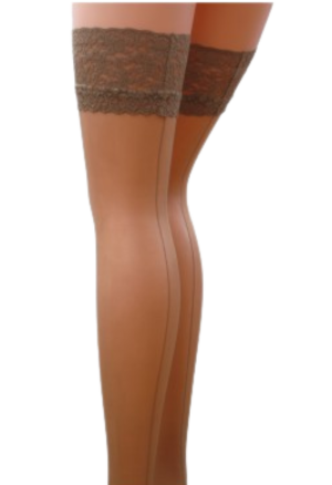Samonośne pończochy z koronką i szwem – eleganckie, zmysłowe i optycznie wyszczuplające