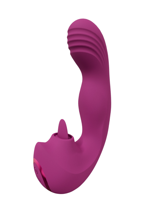 Wibrator z ruchem palców, potrójnym silnikiem i języczkiem