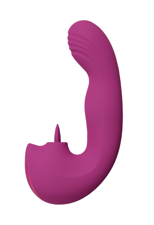 Wibrator z ruchem palców, potrójnym silnikiem i języczkiem