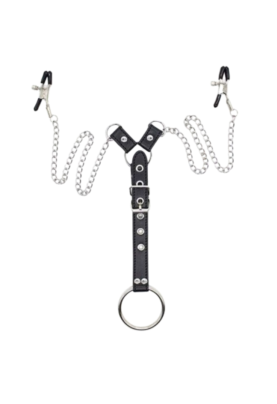 Zaciski na sutki z łańcuszkiem i pierścieniem erekcyjnym – intensywna gra dominacji i stymulacji