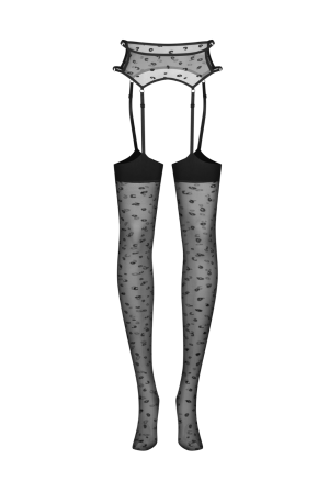 Zmysłowe pończochy w zwierzęcy print  z wbudowanym pasem