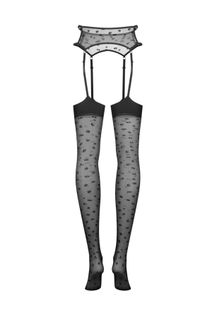 Zmysłowe pończochy w zwierzęcy print  z wbudowanym pasem