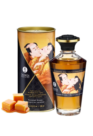 Rozgrzewający, jadalny olejek do masażu- karmel