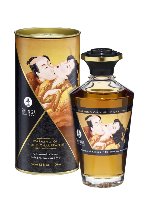 Rozgrzewający, jadalny olejek do masażu- karmel