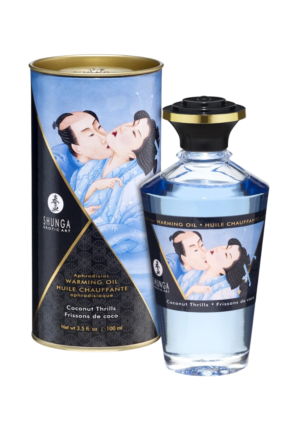 Rozgrzewający, jadalny olejek do masażu miejsc intymnych - kokos