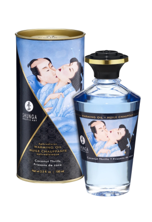 Rozgrzewający, jadalny olejek do masażu miejsc intymnych - kokos