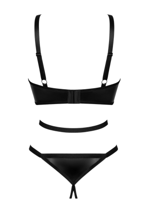 Pikantne body z ekoskóry z otwartym krokiem