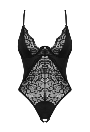 Zjawiskowe body z elastycznej koronki z otwartym krokiem