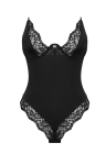 Klasyczne, czarne body wykończone piękną koronką