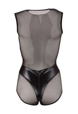 Erotyczne body z siateczki z suwakiem w kroku
