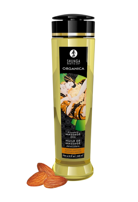 Organiczny, jadalny olejek do masażu o zapachu słodkich migdałów