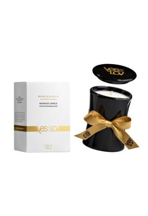 Aromatyzowana świeca do masażu, zapach białej herbaty, kwiatu bali i drzewa tanaka