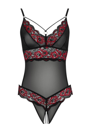 Powabne body z ozdobnej koronki w czerwone maki