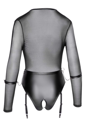 Drapieżne body z prześwitującą górą i otwartym krokiem