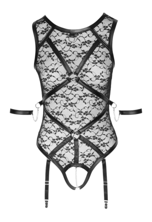 Seksowne, koronkowe body z dodatkiem bondage