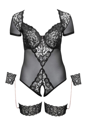 Body w stylu bondage z otwartym krokiem - Plus Size