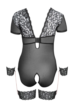 Body w stylu bondage z otwartym krokiem - Plus Size