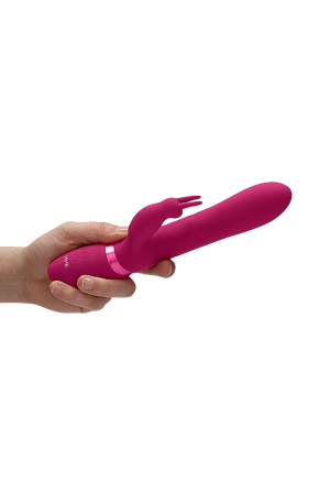 Trójfunkcyjny wibrator króliczek wykonany z jedwabiście gładkiego silikonu z ruchomymi kuleczkami