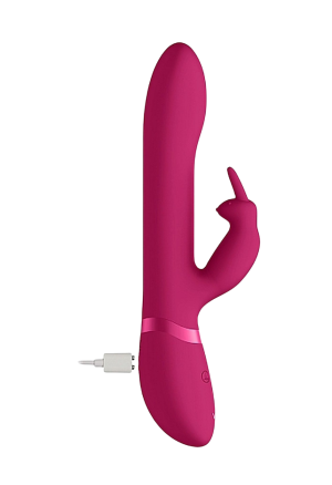 Trójfunkcyjny wibrator króliczek wykonany z jedwabiście gładkiego silikonu z ruchomymi kuleczkami