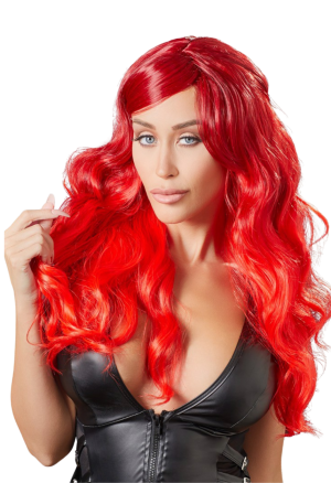 Czerwona peruka - długie fale 63 cm