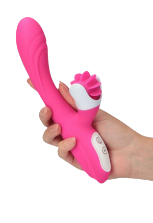 Delikatny, różowy wibrator z obrotowym masażerem łechtaczki