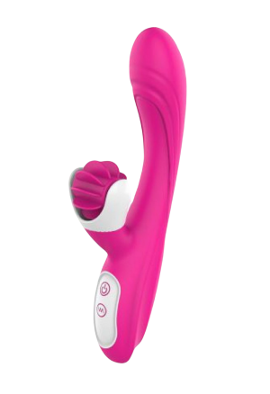 Delikatny, różowy wibrator z obrotowym masażerem łechtaczki