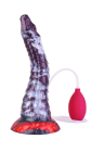 Fantazyjne, silikonowe dildo o spiralnej strukturze z funkcją wytrysku - 25 cm