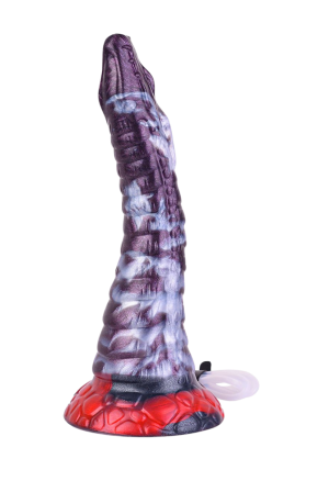 Fantazyjne, silikonowe dildo o spiralnej strukturze z funkcją wytrysku - 25 cm