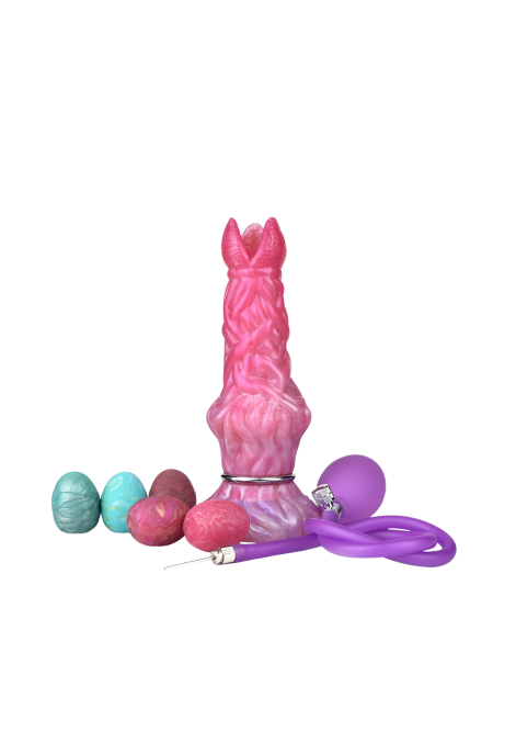 Silikonowe dildo inspirowane estetyką kosmiczną + zestaw jajek - 20,3 cm