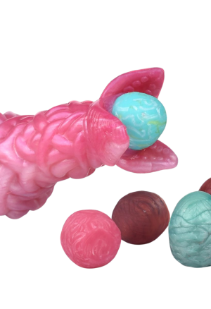 Silikonowe dildo inspirowane estetyką kosmiczną + zestaw jajek - 20,3 cm