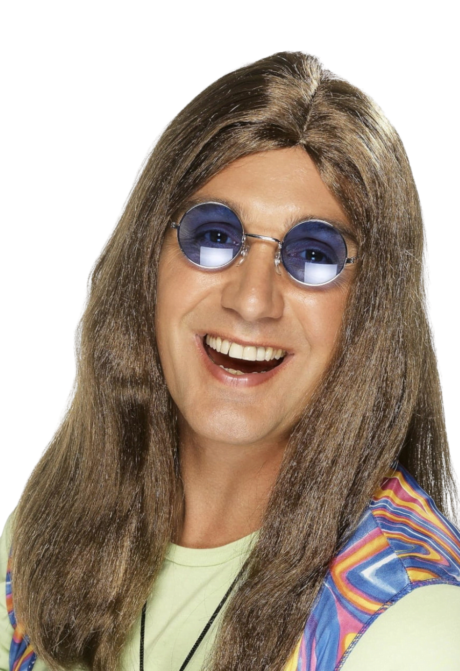 Brązowa peruka „Hipis” – klasyczny look lat 60.