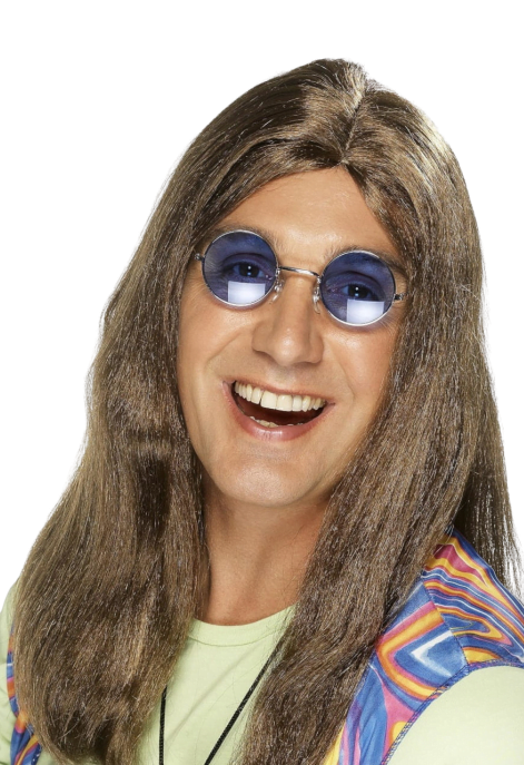 Brązowa peruka „Hipis” – klasyczny look lat 60.