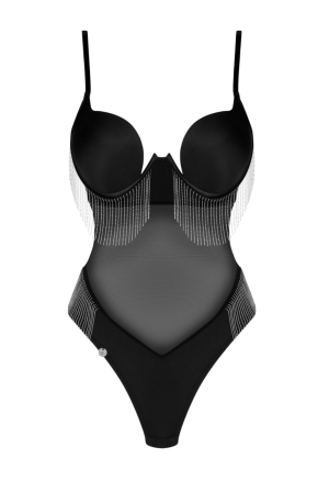 Seksowne body w kolorze czarnym z ozdobnymi detalami