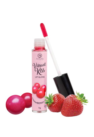 Wibrujący błyszczyk do seksu oralnego - guma truskawkowa