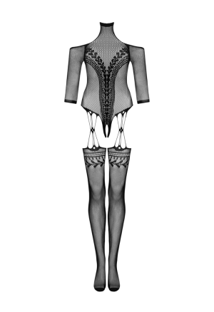 Zalotny bodystocking z roślinnym motywem