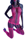 Hipnotyzujący, świecący w świetle UV bodystocking w neonowym różu