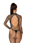 Czarne bodystocking z siateczki, odkryte plecy i krok - XL/XXL