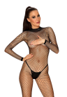 Czarne bodystocking z siateczki, odkryte plecy i krok - XL/XXL