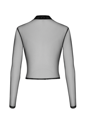 Top tiulowy z nadrukiem w czarnym kolorze