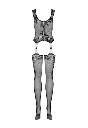 Bodystocking, czarny, z prześwitującej siateczki