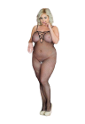 Zmysłowe czarne bodystocking z drobnej siateczki, plus size