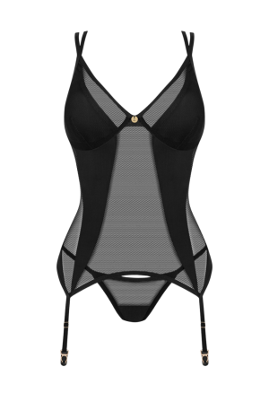 Seksowny gorset z elastycznej siateczki w kolorze czarnym