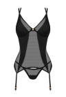 Seksowny gorset z elastycznej siateczki w kolorze czarnym