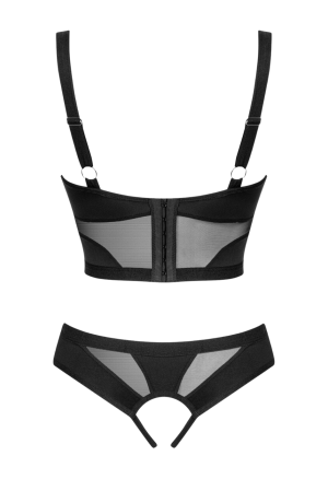 Gorsetowy biustonosz oraz stringi w wersji otwartej