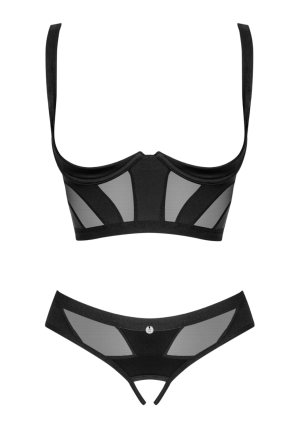 Gorsetowy biustonosz oraz stringi w wersji otwartej