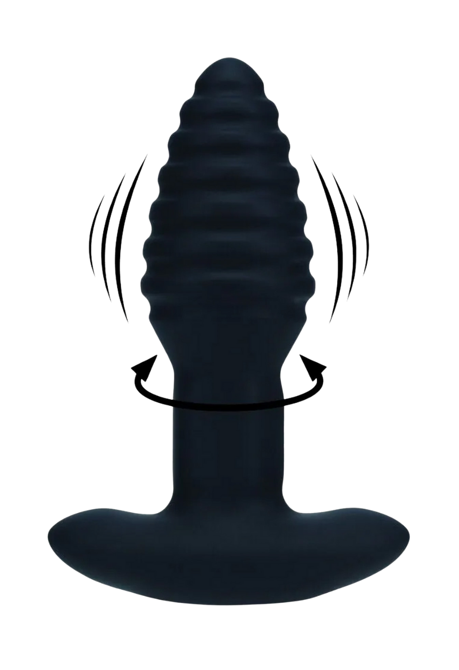 Wibrujący i rotacyjny korek analny z karbowanym trzonem - 12,5 cm