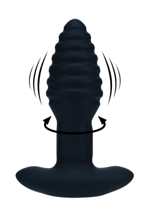 Wibrujący i rotacyjny korek analny z karbowanym trzonem - 12,5 cm