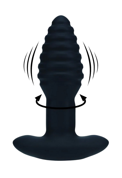 Wibrujący i rotacyjny korek analny z karbowanym trzonem - 12,5 cm