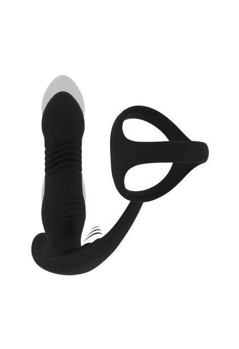 Masażer prostaty z funkcją ruchu posuwistego i pierścieniem na penisa